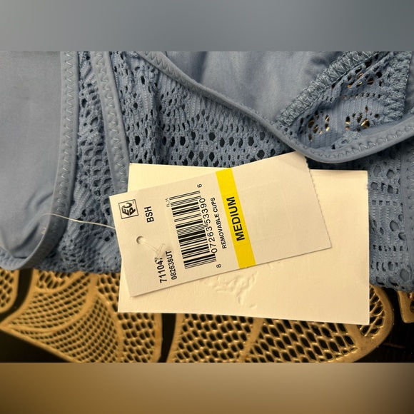 BECCA Color Play - Women's One Piece Swimsuit, Plunge Neck, Crochet, Medium - Picture 9 of 9